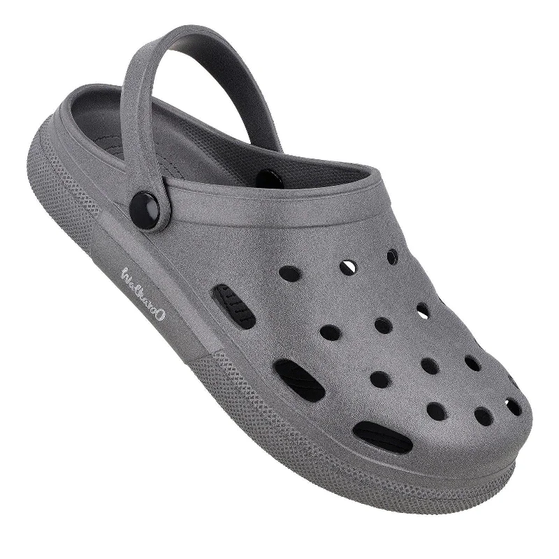 Men's sandals with a perforated leather upper for ventilationWalkaroo Men's Clogs - WC4837 Dark Grey Men's sandals with a perforated leather upper for ventilationWalkaroo Men's Clogs - WC4837 Dark Grey