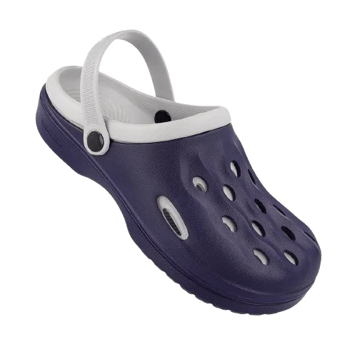 Men's sandals with a perforated leather upper for ventilationWalkaroo Men's Clogs  - WC4840 NavyBlue Grey