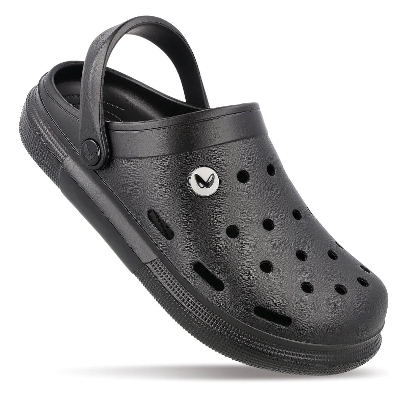 Men's sandals with a wide strap for supportWalkaroo Mens Clogs  - WC4843 Black