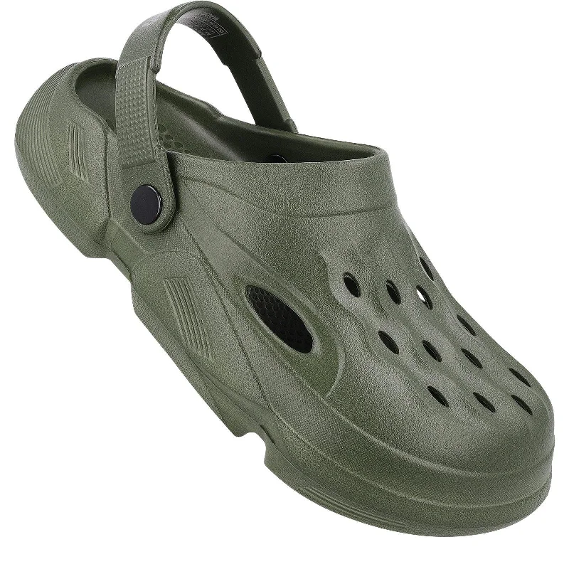Men's sandals with a wide strap for supportWalkaroo Mens Clogs  - WC8721 Olive
