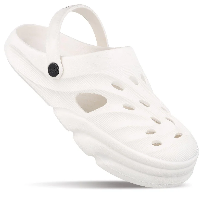 Men's sandals with a rubber sole for tractionWalkaroo Mens Clogs  - WC8732 White