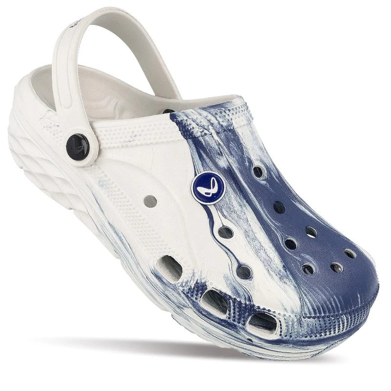 Men's sandals with a contrast stitching detailWalkaroo Mens Clogs - WC8739 Grey Blue Men's sandals with a contrast stitching detailWalkaroo Mens Clogs - WC8739 Grey Blue