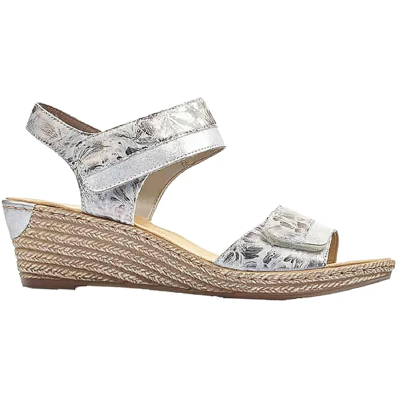 Men's sandals with a perforated leather upper for ventilationWomen's Rieker 62470-91 Fanni 70 Silver Synthetic Men's sandals with a perforated leather upper for ventilationWomen's Rieker 62470-91 Fanni 70 Silver Synthetic