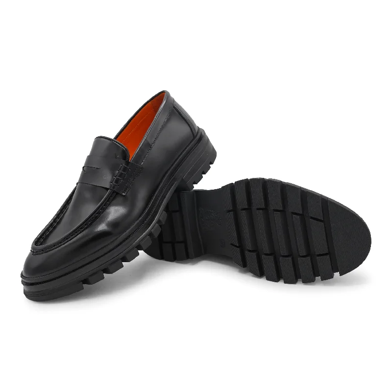 Men's leather loafers with a penny slot6774 - Mens Polished Leather Chunky Loafer