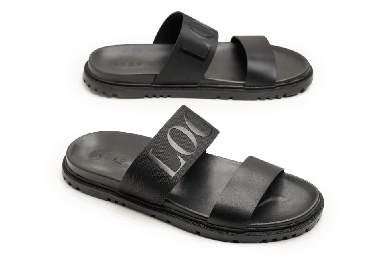 Men's slippers with a Velcro closure for easy on and offLOGO 7843 BKA