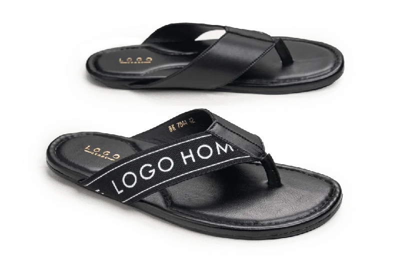 Men's slippers with a rubber sole for outdoor useLOGO 7844 BKA