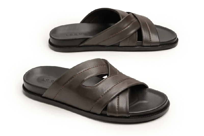 Men's slippers with a memory foam insoleLOGO 7848 GRA