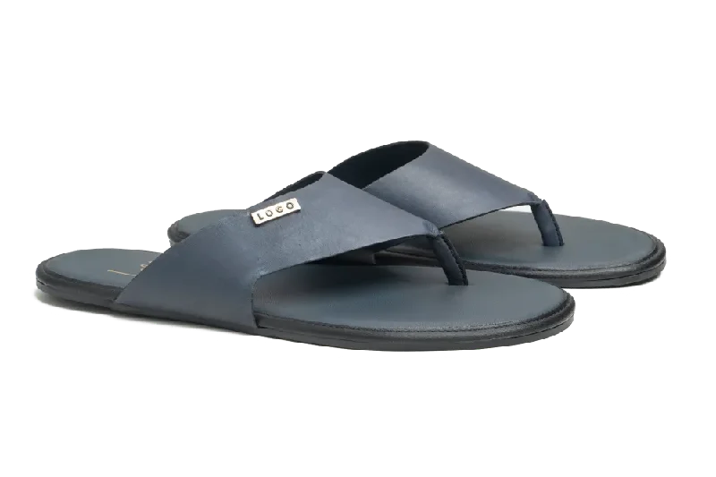 Men's slippers with a leather sole for a classic lookLOGO 7849 BLA