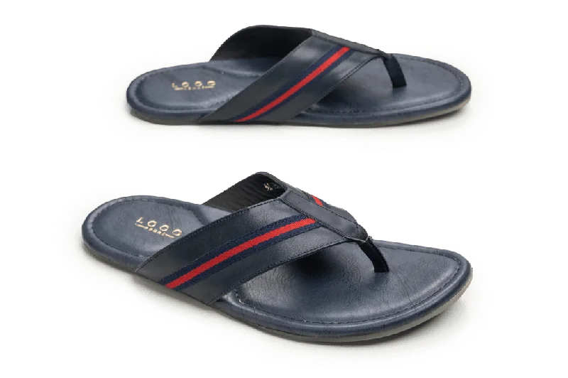 Men's slippers with a logo patch on the sideLOGO 7854 BLA