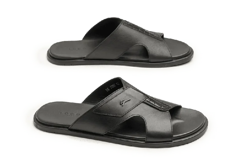 Men's slippers with a padded collar for comfortLOGO 7887 BKA