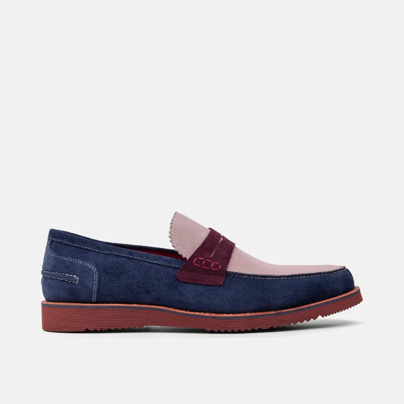 Men's loafers with a rubber sole for durabilityAbe Blue Earth Suede Penny Loafers