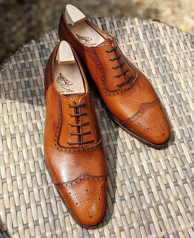 Men's Oxfords with a padded collar for a comfortable fitAscot Éclair - Cognac Scotch Grain Men's Oxfords with a padded collar for a comfortable fitAscot Éclair - Cognac Scotch Grain