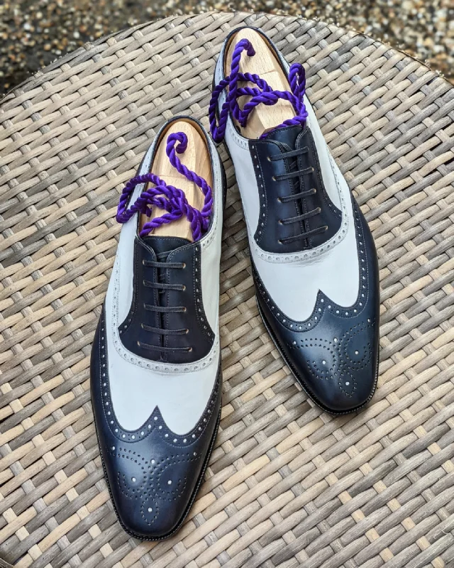 Men's Oxfords with a classic silhouette and a high - shine finishAscot Gatsby - Navy & White Calf Men's Oxfords with a classic silhouette and a high - shine finishAscot Gatsby - Navy & White Calf
