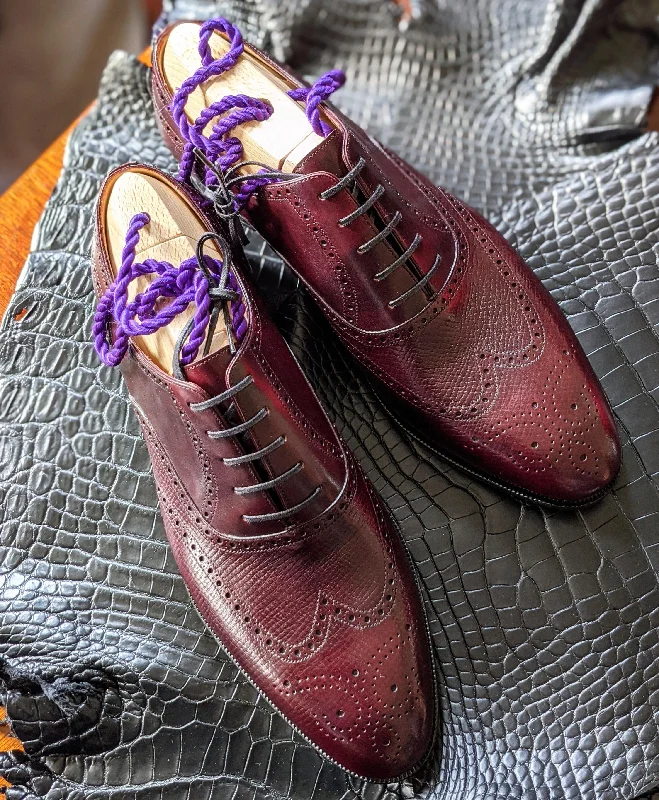 Men's Oxford shoes with a decorative inlay on the toeAscot William - Burgundy Calf Men's Oxford shoes with a decorative inlay on the toeAscot William - Burgundy Calf