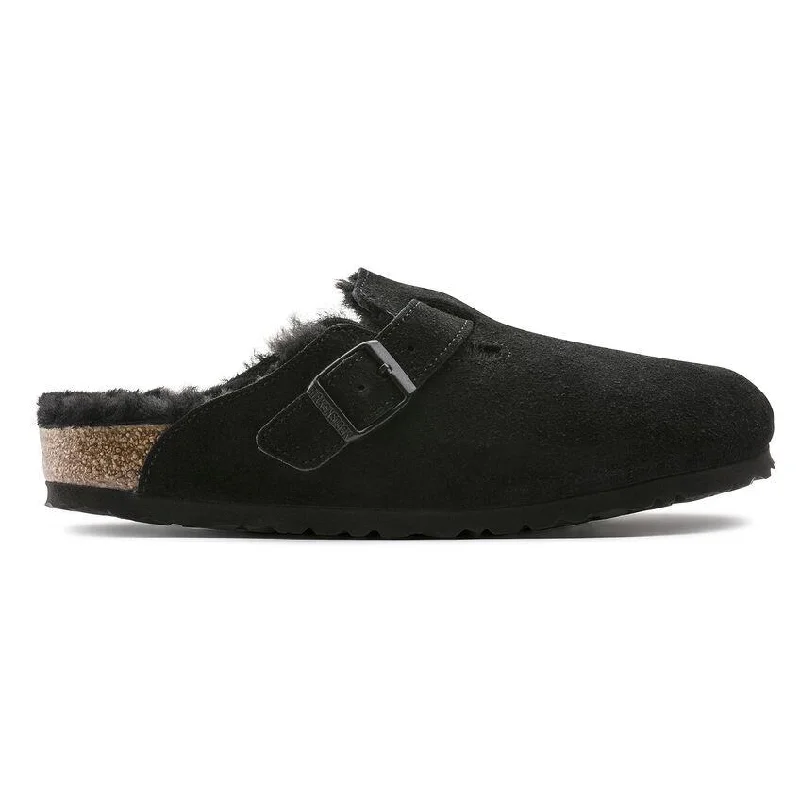 Men's slippers with a shock - absorbing midsoleBirkenstock Men's Boston Shearling Black Suede Men's slippers with a shock - absorbing midsoleBirkenstock Men's Boston Shearling Black Suede