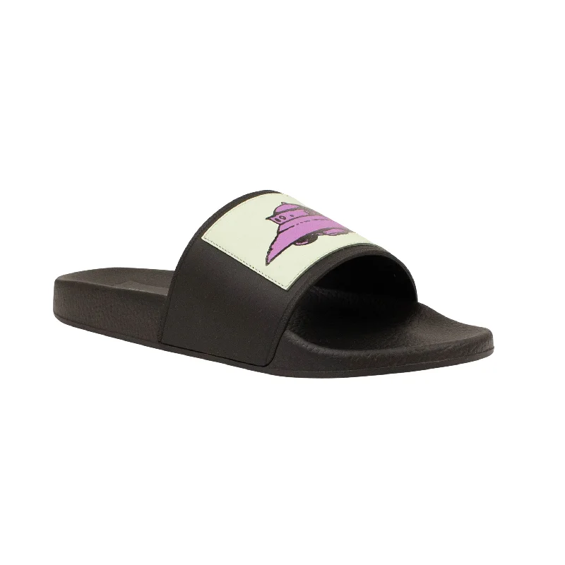 Men's plush slippers with a faux fur liningBlack UFO Slides Slippers