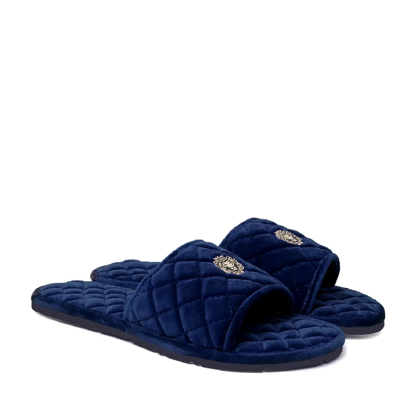 Men's slippers with a removable insole for cleaningSuper Soft Slide-in Slippers in Blue Italian Velvet Men's slippers with a removable insole for cleaningSuper Soft Slide-in Slippers in Blue Italian Velvet