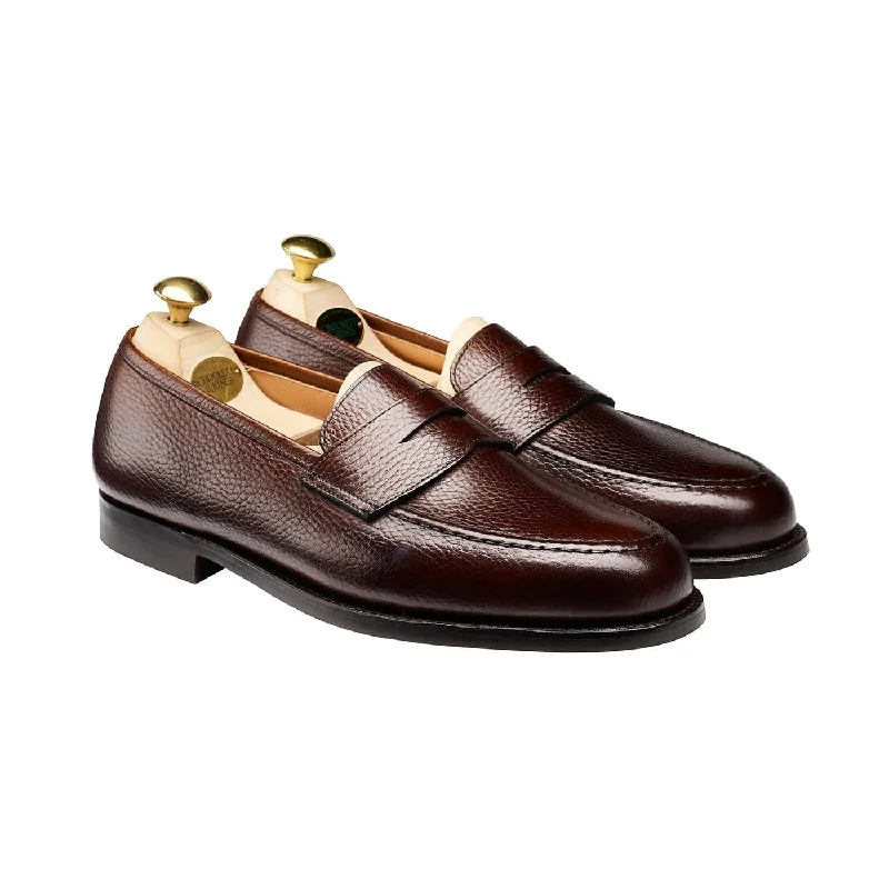 Men's loafers with a leather lacing systemBoston Dark Brown Country Calf Grain