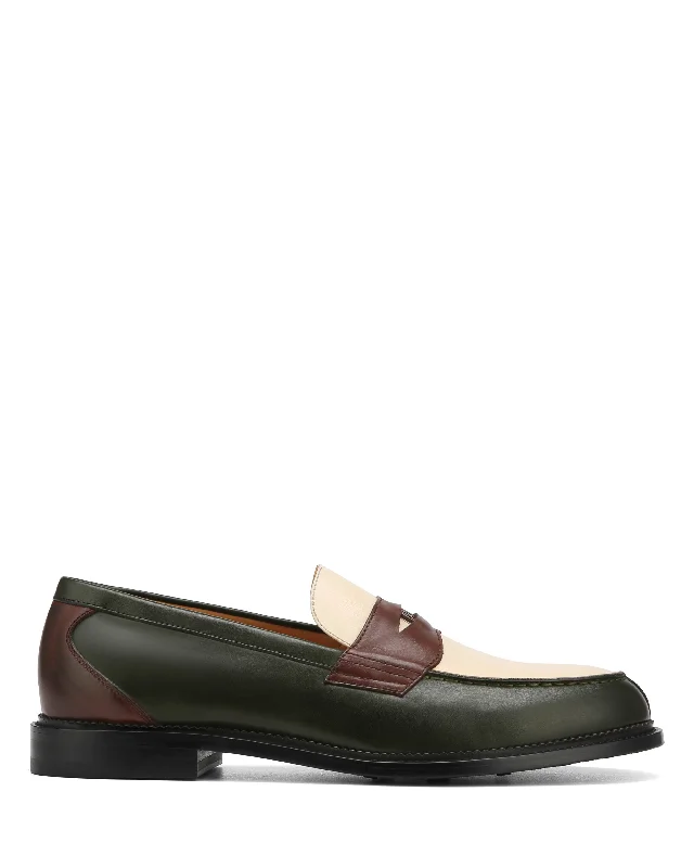 Men's loafers with a rubber sole for durabilityBranch Green Multi Cow Leather
