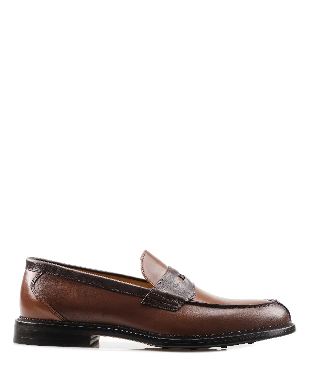 Men's loafers with a cushioned footbedBranch Tan Brown Burgundy Cow Leather