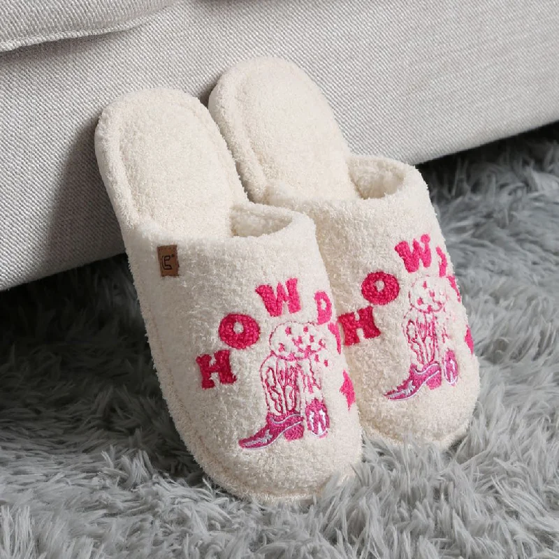 Men's slippers with a leather sole for a classic lookHOWDY Cowboy Hat Boots Print Indoor Slippers Pack of 6 Pairs