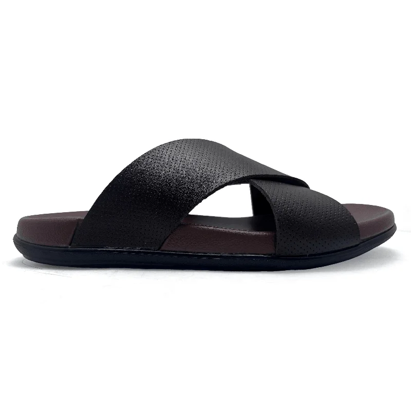 Men's slippers with a logo patch on the sideBrown Casual Slipper