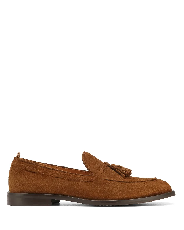 Men's leather loafers with a penny slotBruce Camel Velour Suede