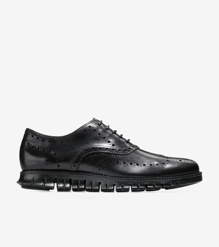 Men's Oxfords with a low - heeled design and a square toeMen's ZERØGRAND Wingtip Oxfords Men's Oxfords with a low - heeled design and a square toeMen's ZERØGRAND Wingtip Oxfords