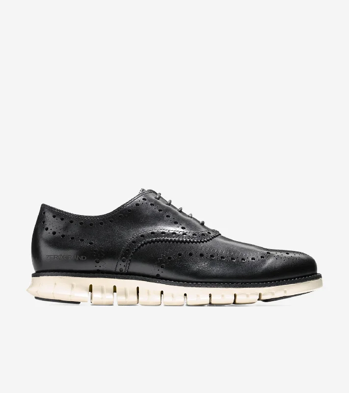 Men's Oxford shoes with a smooth leather upper and a leather soleMen's ZERØGRAND Wingtip Oxfords Men's Oxford shoes with a smooth leather upper and a leather soleMen's ZERØGRAND Wingtip Oxfords