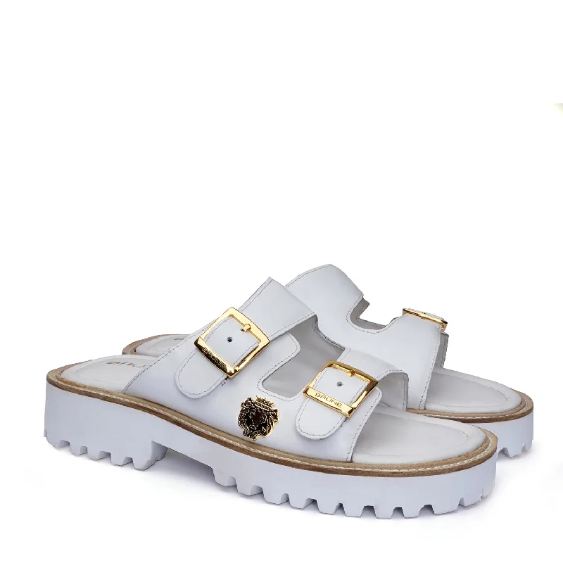 Men's slippers with a logo patch on the sideChunky Sole White Sandal/Slippers