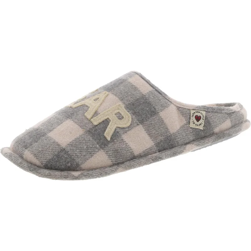 Men's slippers with a soft, flexible soleDearfoams Mens Plaid Faux Fur Lined Slide Slippers