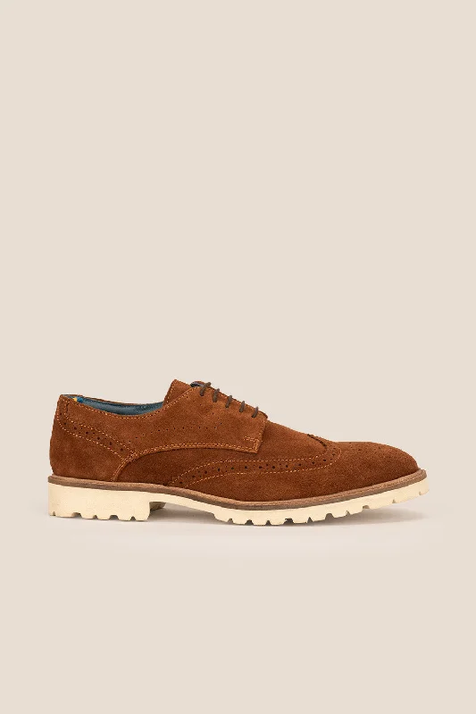 Men's casual shoes with a low - profile designEli Brown Suede Wide Fit