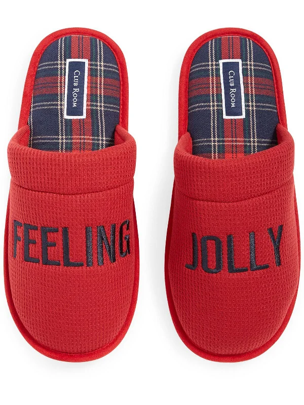 Men's slippers with a decorative pom - pom or tasselFeeling Jolly Mens Waffle Slip On Slide Slippers Men's slippers with a decorative pom - pom or tasselFeeling Jolly Mens Waffle Slip On Slide Slippers