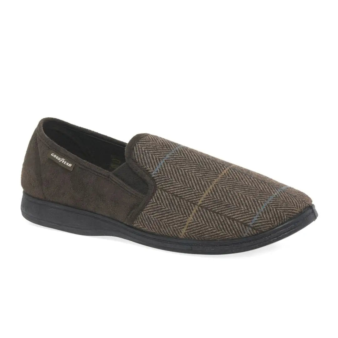 Men's slippers with a stretchy side panel for a better fitGoodyear Harrison Tweed Slippers Men's slippers with a stretchy side panel for a better fitGoodyear Harrison Tweed Slippers