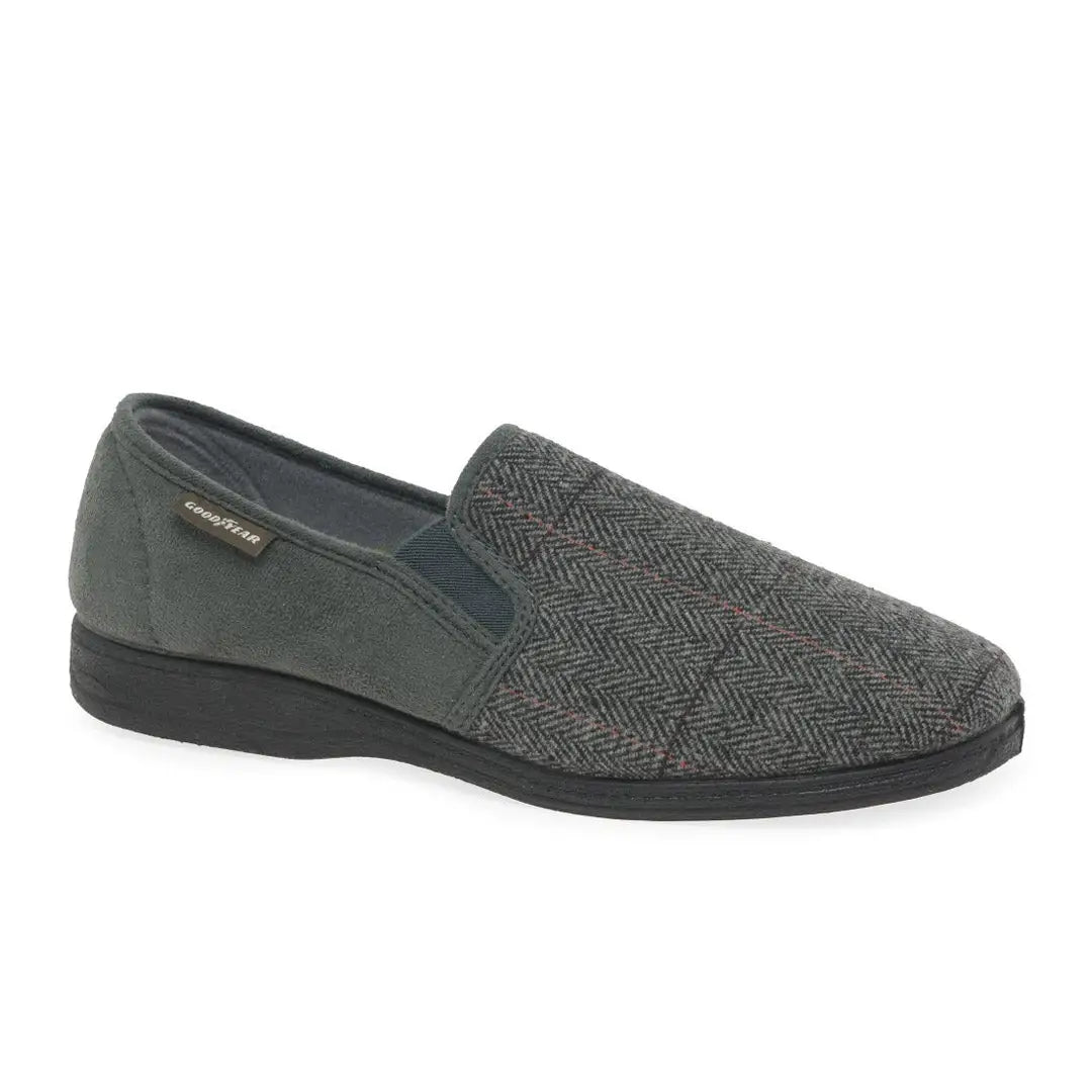 Men's slippers with a leather sole for a classic lookGoodyear Harrison Tweed Slippers Men's slippers with a leather sole for a classic lookGoodyear Harrison Tweed Slippers