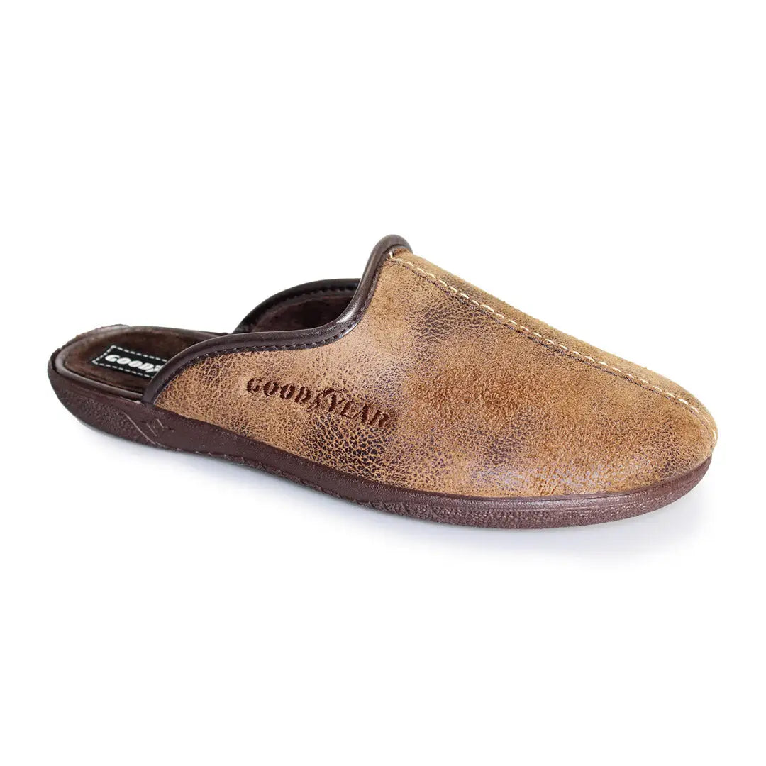 Men's slippers with a non - slip outsole for safetyGoodyear Tees Mule Slippers