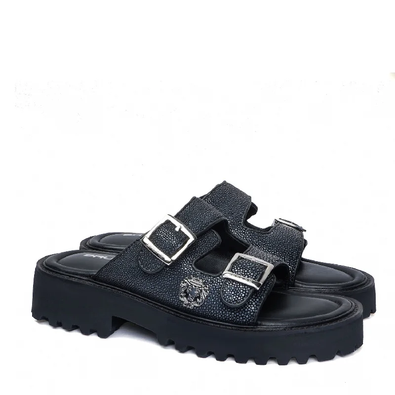 Men's slippers with a pointed toe for a stylish appearanceGray Slipper in Exotic Real Stingray Fish Leather Men's slippers with a pointed toe for a stylish appearanceGray Slipper in Exotic Real Stingray Fish Leather