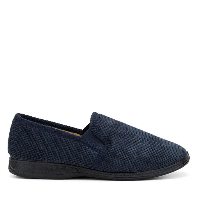 Men's slippers with a rubber sole for outdoor useGrosby Richard Slippers Mens Casual Slip On Corduroy Navy Shoes Men's slippers with a rubber sole for outdoor useGrosby Richard Slippers Mens Casual Slip On Corduroy Navy Shoes