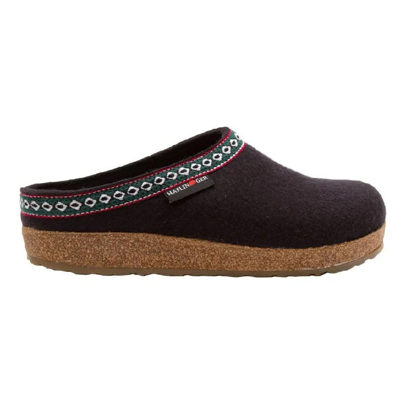 Men's slippers in a warm color like red or brownHaflinger Men's GZ 15 Black Wool