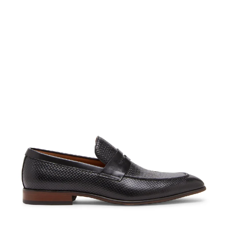 Men's loafers with a leather lacing systemJAMONE BLACK LEATHER