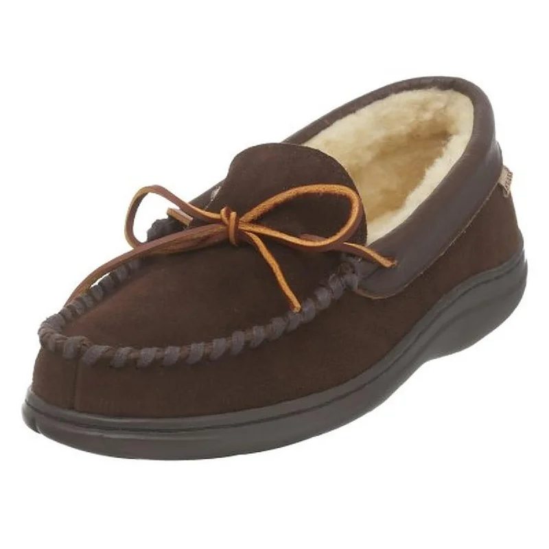 Men's slippers with a logo patch on the sideL.B. Evans Mens Atlin Suede Indoor/Outdoor Moccasin Slippers Men's slippers with a logo patch on the sideL.B. Evans Mens Atlin Suede Indoor/Outdoor Moccasin Slippers