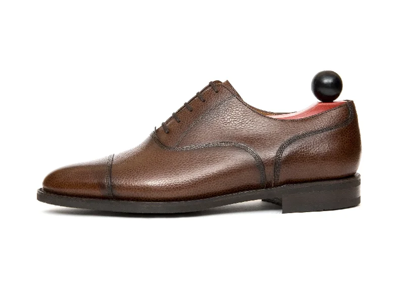 Men's Oxfords with a perforated leather strap for ventilationMagnolia - MTO - Brown Soft Grain - TMG Last - City Rubber Sole