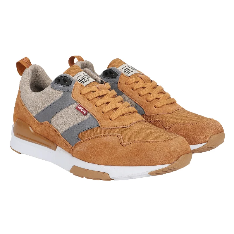 Men's casual shoes with a geometric patternMen's Brown and Grey Colorblock Shoes