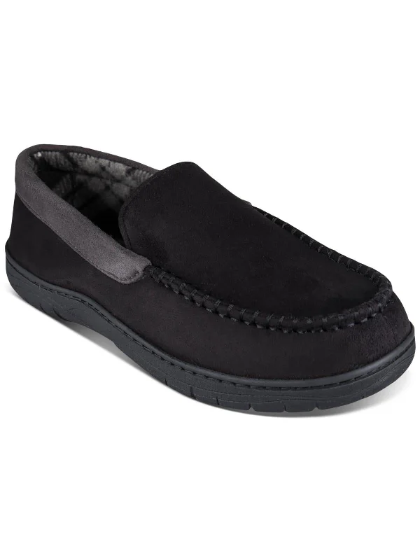 Men's slippers with a leather sole for a classic lookMens Faux Suede Fleece Loafer Slippers Men's slippers with a leather sole for a classic lookMens Faux Suede Fleece Loafer Slippers