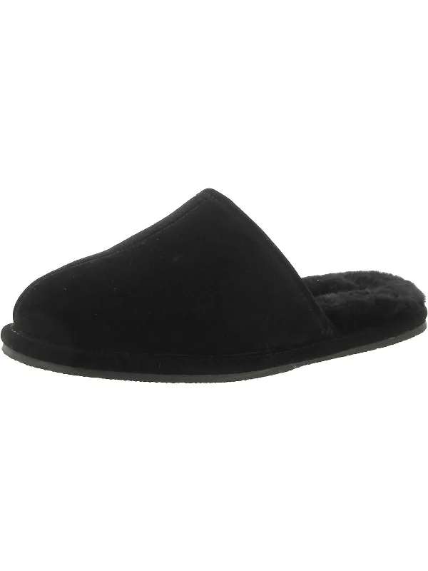 Men's slippers with a decorative pom - pom or tasselMens Leather Sheepskin Slide Slippers
