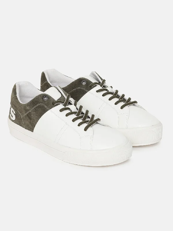 Men's casual shoes with a contrast sole colorMen's White And Green Colorblock Shoes Men's casual shoes with a contrast sole colorMen's White And Green Colorblock Shoes