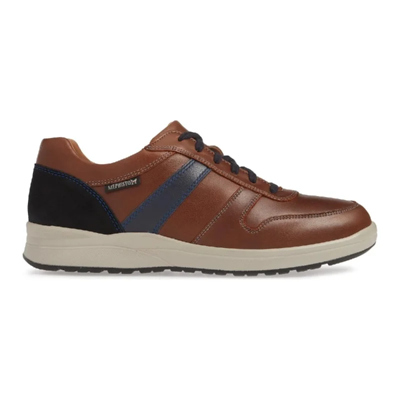 Men's leather Oxford shoes with a plain toeMephisto Men's Vito Tan/Navy Nubuck