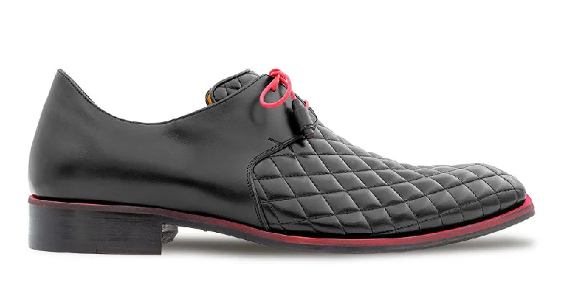 Men's leather Oxford shoes with a plain toeMezlan Quilted Leather Lace-Up Derby Black