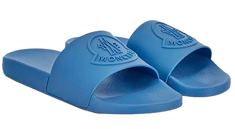 Men's slippers with a rubber sole for outdoor useMoncler Men's Footwear Basile Blue Tonal Logo Rubber Slides Men's slippers with a rubber sole for outdoor useMoncler Men's Footwear Basile Blue Tonal Logo Rubber Slides