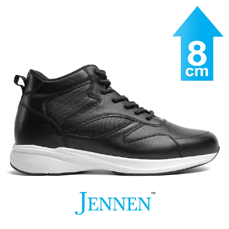 Men's casual shoes with a geometric patternMr. Pippen 8cm | 3.2 inches Taller Black High Top Leather Kicks Men's casual shoes with a geometric patternMr. Pippen 8cm | 3.2 inches Taller Black High Top Leather Kicks